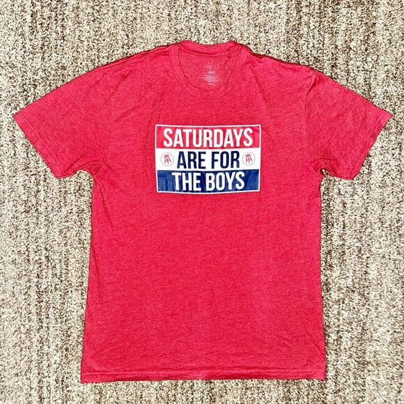 Saturdays Are For The Boys Men's Graphic Golf Tee T-Shirt in Red Size Large - Picture 9 of 9